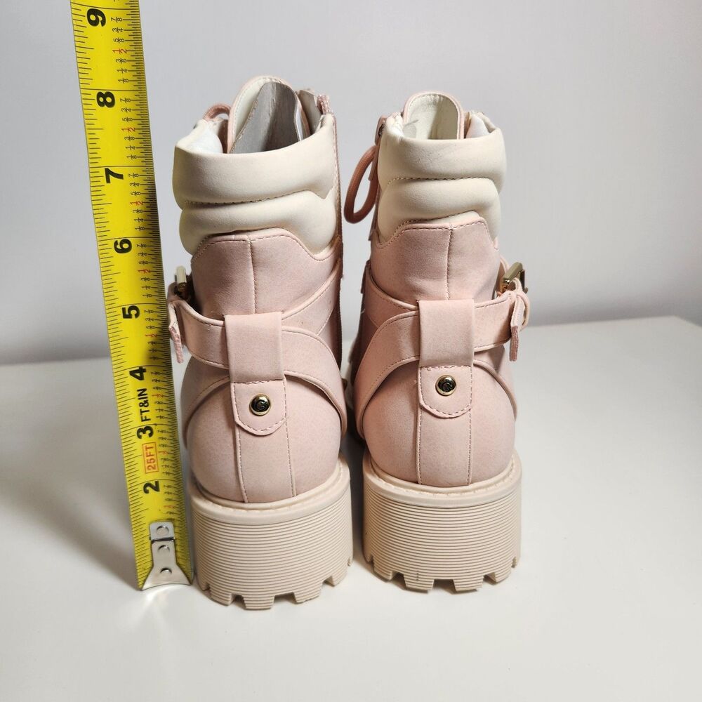 GBG LOS ANGELES G by GUESS Pink Combat Boots Women’s Size 7.5 Lace-Up Ankle Shoe - Picture 3 of 6